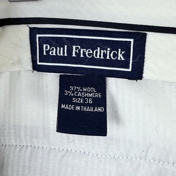 Paul Frederick Men’s 36x29 Navy Blue Pleated Dress Pants Cuffed Wool Cashmere - Picture 3 of 14